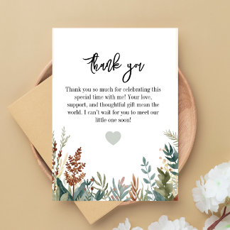 Minimal Woodland Neutral Gender Baby Shower Thank You Card