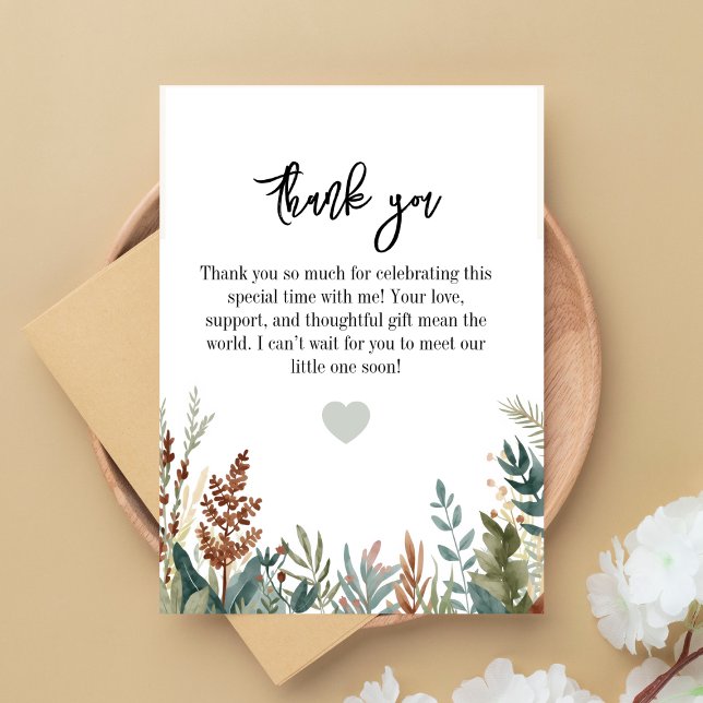 Minimal Woodland Neutral Gender Baby Shower Thank You Card (Creator Uploaded)