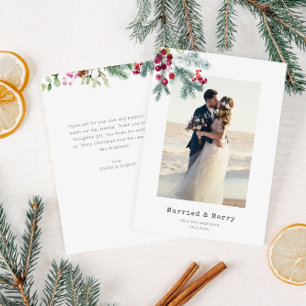 minimal wreath holiday wedding announcement