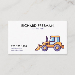 Minimal Yellow Bulldozer Icon Construction Company Business Card