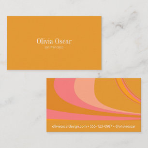 Minimal Yellow Pink Unique Abstract Marble Art  Business Card