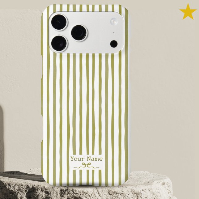 Minimal Yellow Striped Watercolor Custom Name Bow (Creator Uploaded)