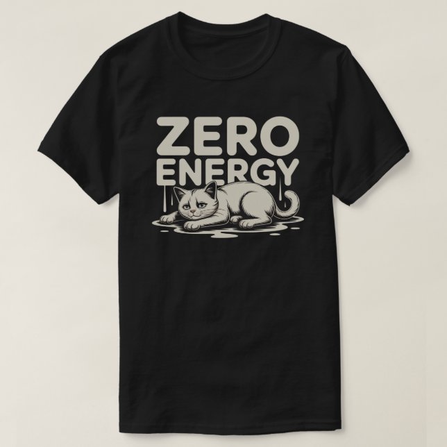 Minimal Zero Energy Cat Design T-Shirt (Design Front)