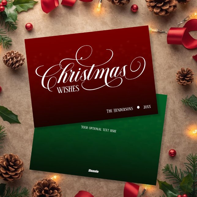 Minimalic Simple Red Green Gradient Typography Holiday Card (Creator Uploaded)