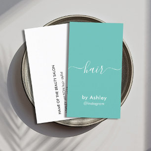Minimalis Blue White Hair Stylist Business Card