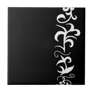Minimalism Abstract Art Black White Hand Drawing Ceramic Tile