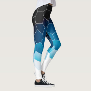 Minimalism Abstract Art Blue White Cells Leggings