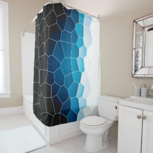 Minimalism Abstract Art Blue White Cells Shower Curtain