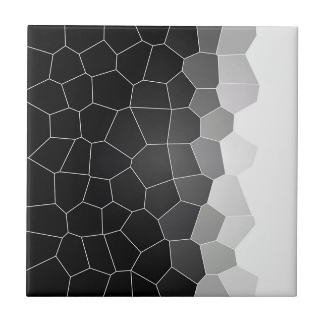 Minimalism Abstract Art Charcoal White Cells Ceramic Tile (Front)
