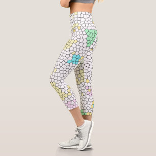 Minimalism Abstract Art Pale Pastel Cells Capri Leggings