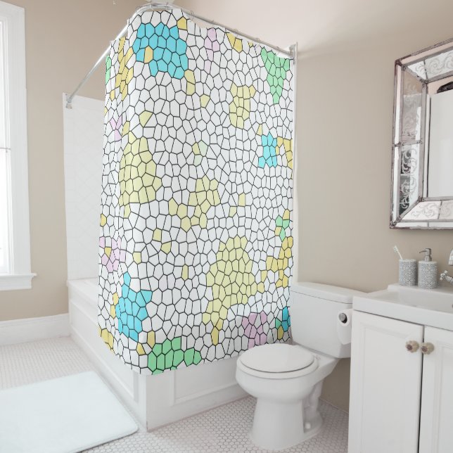 Minimalism Abstract Art Pale Pastel Cells Shower Curtain (In Situ)