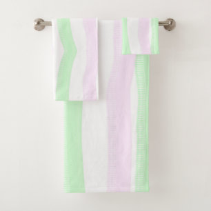 Minimalism Abstract Art Pale Turquoise Green Pink Bath Towel Set