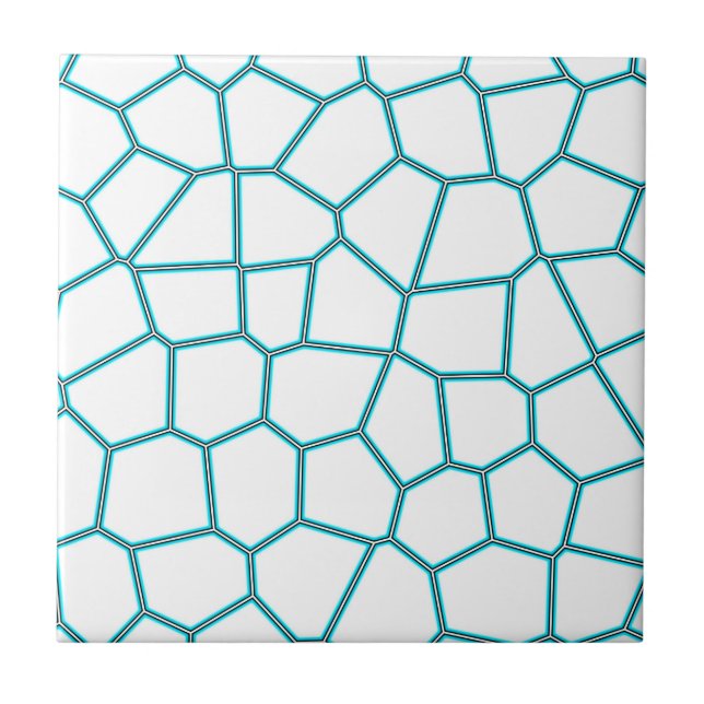 Minimalism Abstract Art Pale Turquoise White Cells Ceramic Tile (Front)