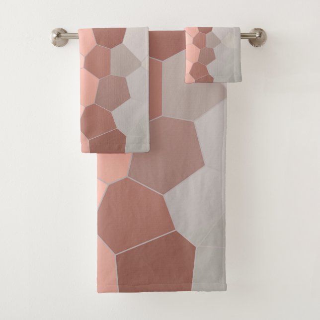 Minimalism Abstract Art Pastel Grey Cells Bath Towel Set (Insitu)