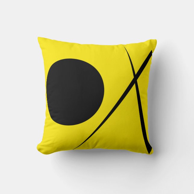 Minimalism Abstract Art Pattern Black Yellow Cushion (Front)