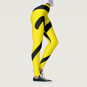Minimalism Abstract Art Pattern Black Yellow Leggings