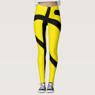 Minimalism Abstract Art Pattern Black Yellow Leggings