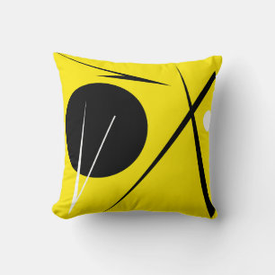 Minimalism Abstract Art Pattern Black Yellow White Cushion
