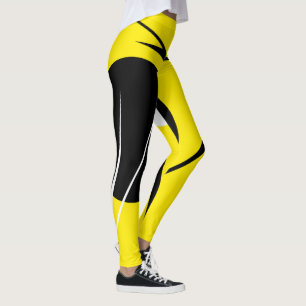 Minimalism Abstract Art Pattern Black Yellow White Leggings