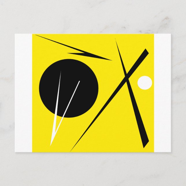 Minimalism Abstract Art Pattern Black Yellow White Postcard (Front)