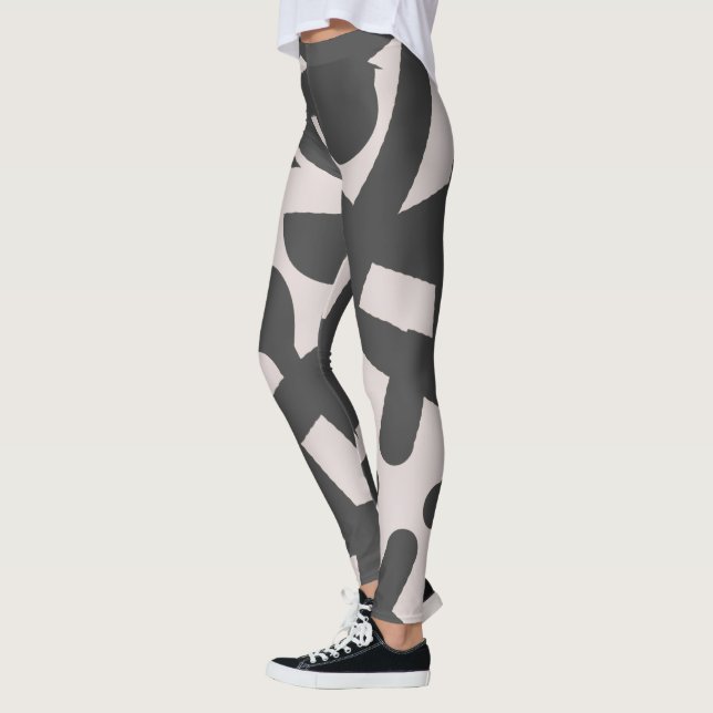 Minimalism Abstract Art Pattern Pale Grey Leggings (Left)