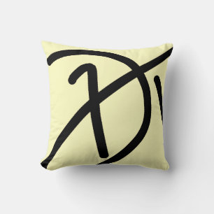 Minimalism Abstract Art Pattern Pale Yellow Black Cushion