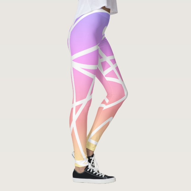 Minimalism Abstract Art Pattern Pink Yellow Leggings (Right)