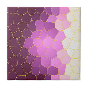 Minimalism Abstract Art Purple Pink White Cells Ceramic Tile
