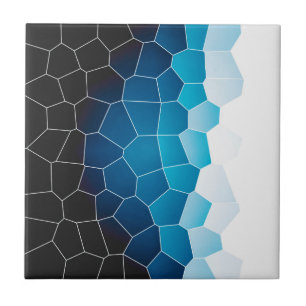 Minimalism Abstract Art Turquoise Blue White Cells Ceramic Tile