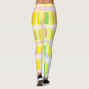 Minimalism Abstract Art Yellow Green Purple Blocks Leggings