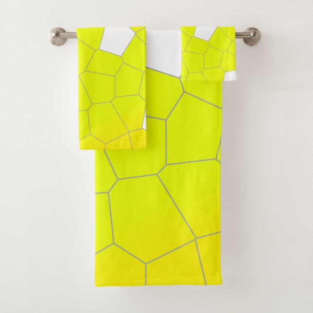 Minimalism Abstract Art Yellow Grey White Cells Bath Towel Set (Insitu)