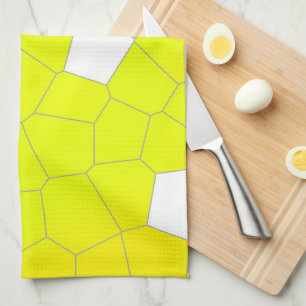 Minimalism Abstract Art Yellow Grey White Cells Tea Towel