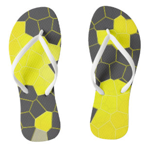 Minimalism Abstract Art Yellow Grey White Cells Thongs