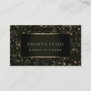 Minimalism Beauty Black Framed Golden Spark Sepia Business Card
