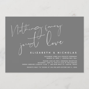 Minimalism Dark Grey, Wedding Elopement Party Invitation