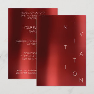 Minimalism Fashion Event Glam Red Wine Rubin Invitation