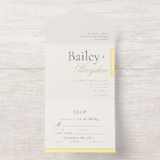 Minimalism Foil Block Wedding All In One Invitation