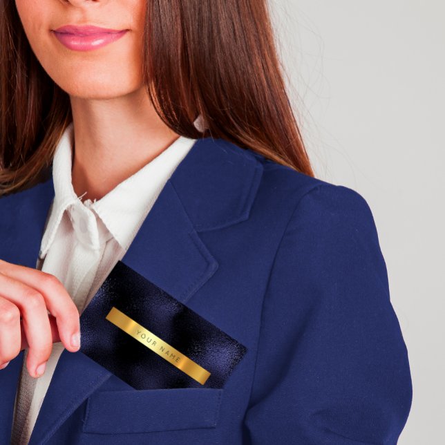 Minimalism Glam Blue Navy Gold Metallic Vip Business Card (Creator Uploaded)
