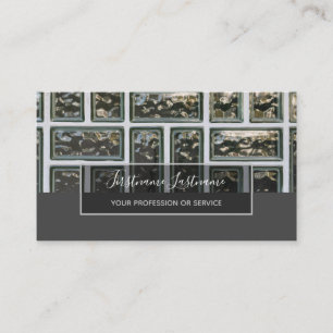 Minimalism glass brick tiles grey rectangle business card
