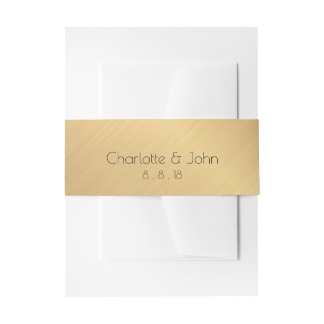 Minimalism Golden Foil Return Address Labels Invitation Belly Band (Front Example)