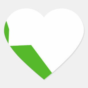 Minimalism Green White Heart Sticker