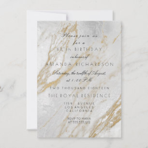 Minimalism Grey Gold White Grey Marble Silver VIP Invitation