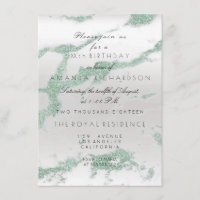 Minimalism Grey Marble Silver Mint Green Birthay