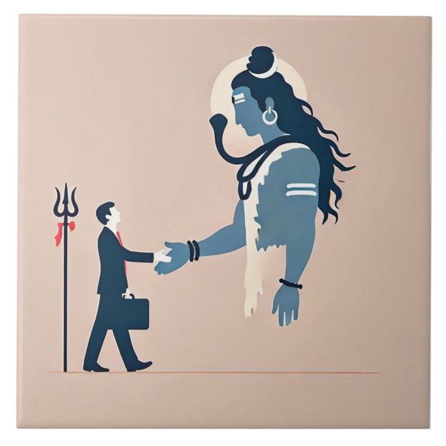 minimalism image of an ordinary person greeting go ceramic tile (Front)