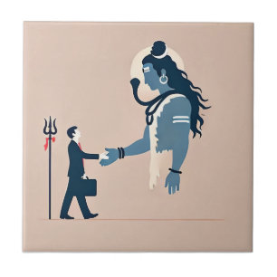 minimalism image of an ordinary person greeting go ceramic tile