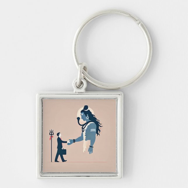 minimalism image of an ordinary person greeting go key ring (Front)