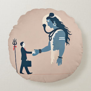 minimalism image of an ordinary person greeting go round cushion