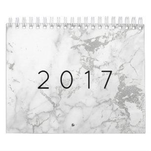 Minimalism Marble White Grey Silver Gold Calendar