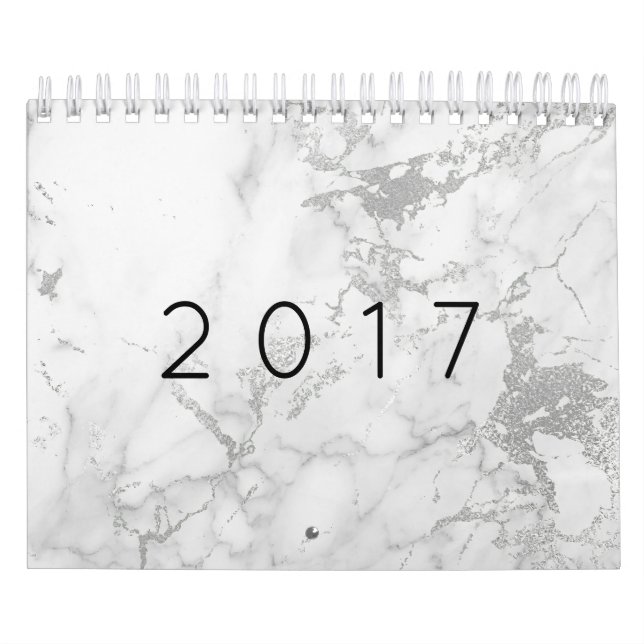 Minimalism Marble White Grey Silver Gold Calendar (Cover)