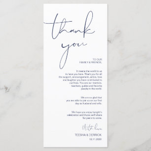 Minimalism Navy Script Place Setting Thank You Program